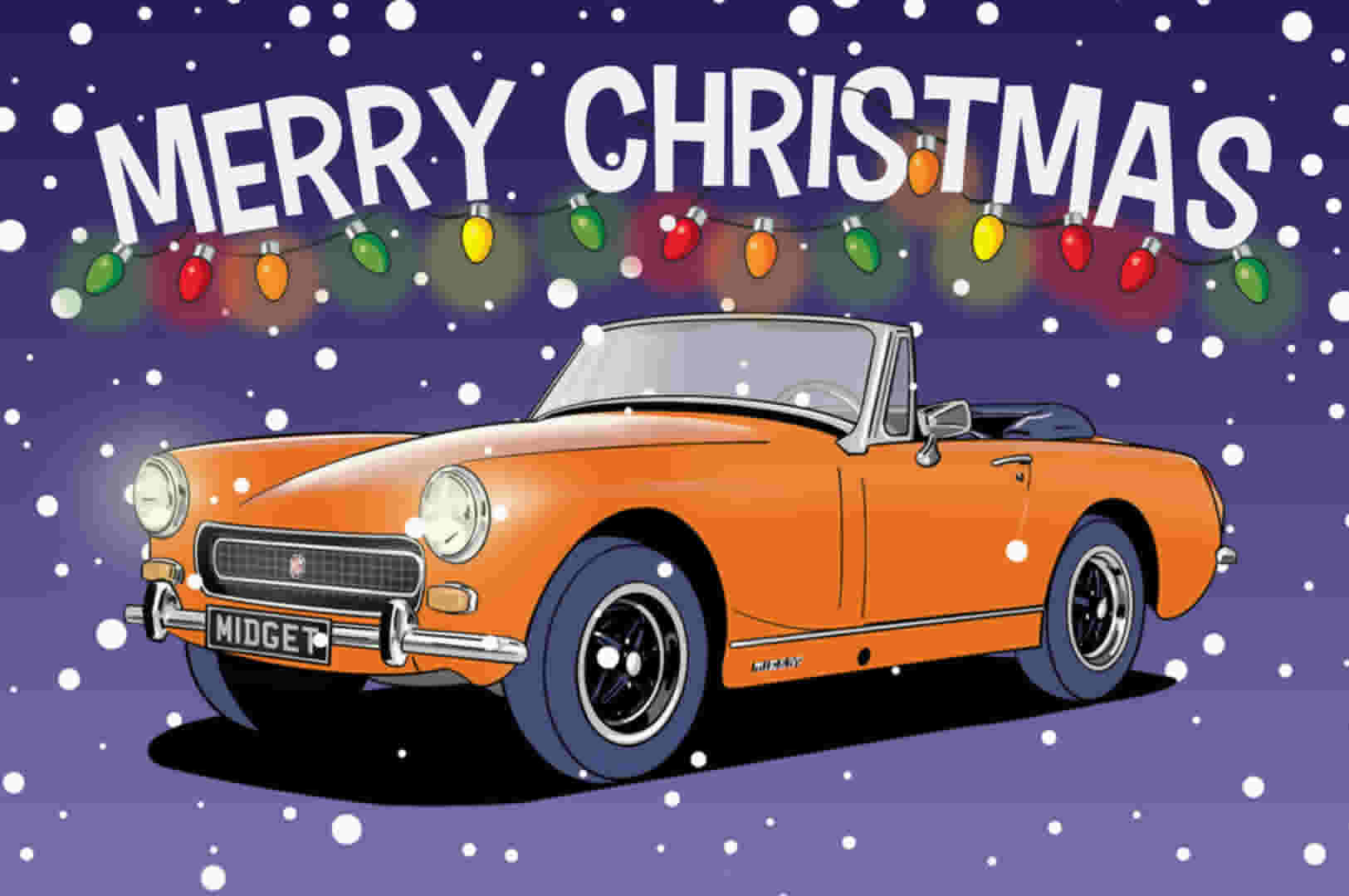 Orange MG Midget Christmas Card