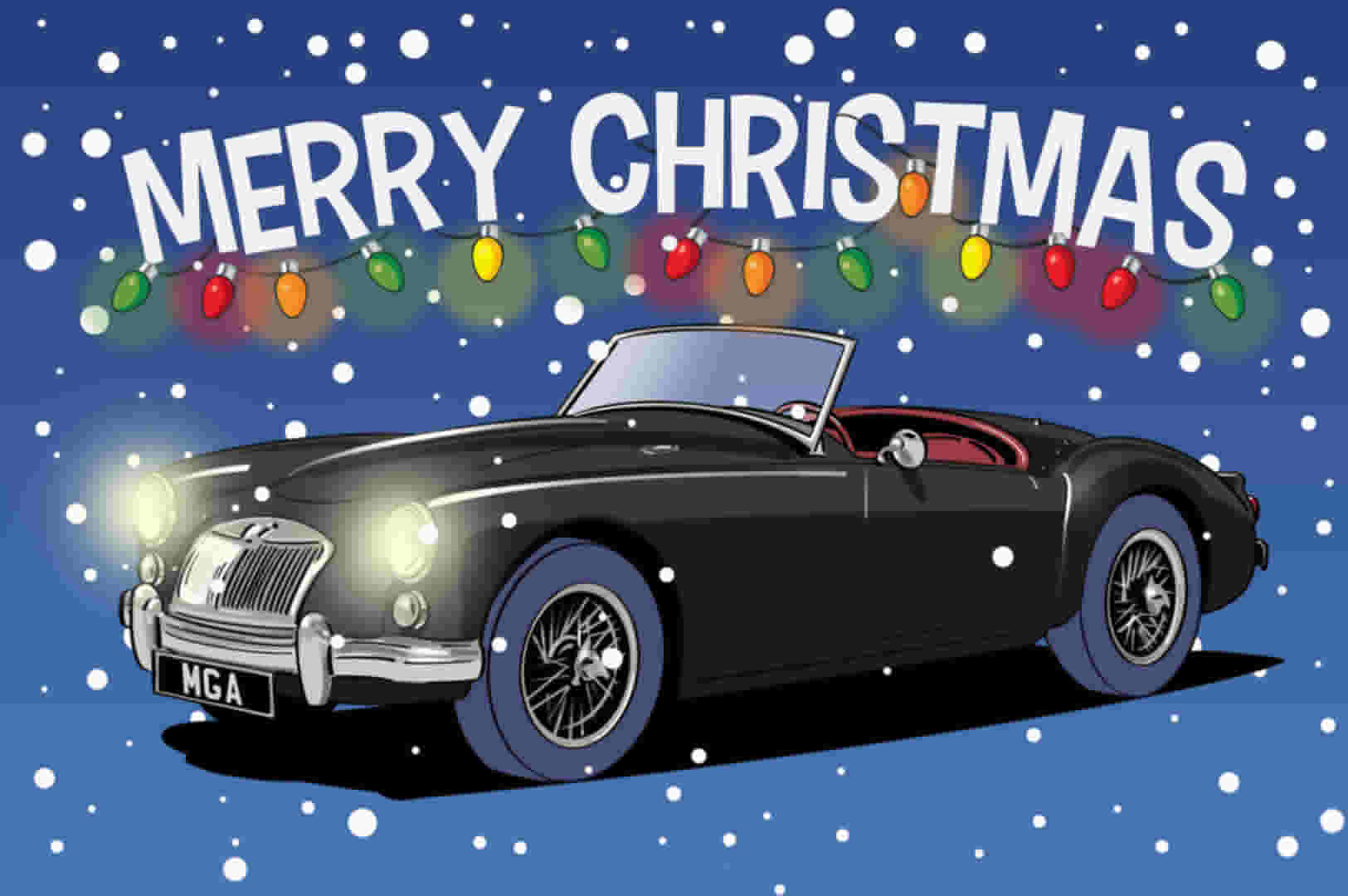 Black MGA Classic Car Christmas Card
