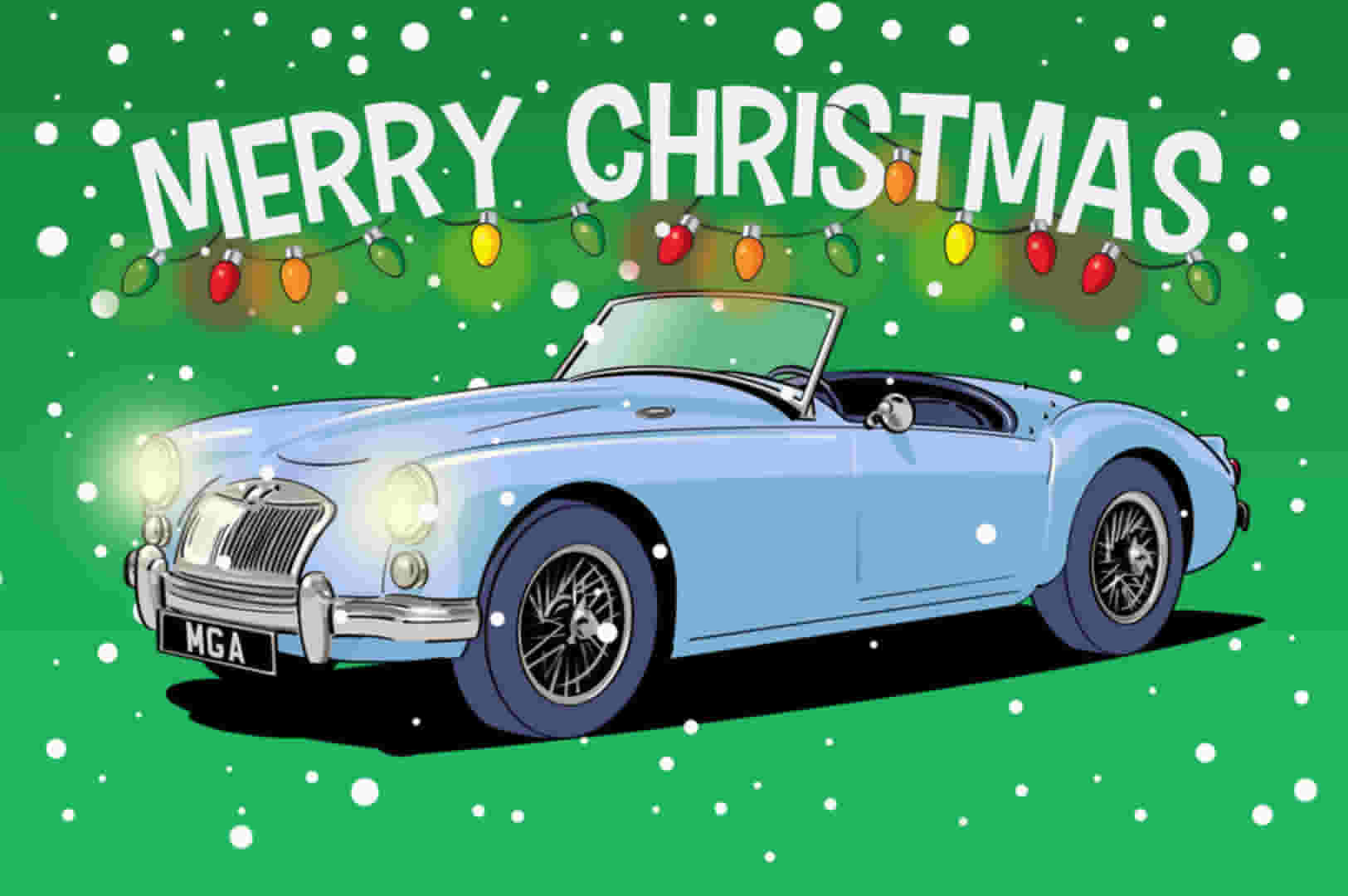 Blue MGA  Christmas Card