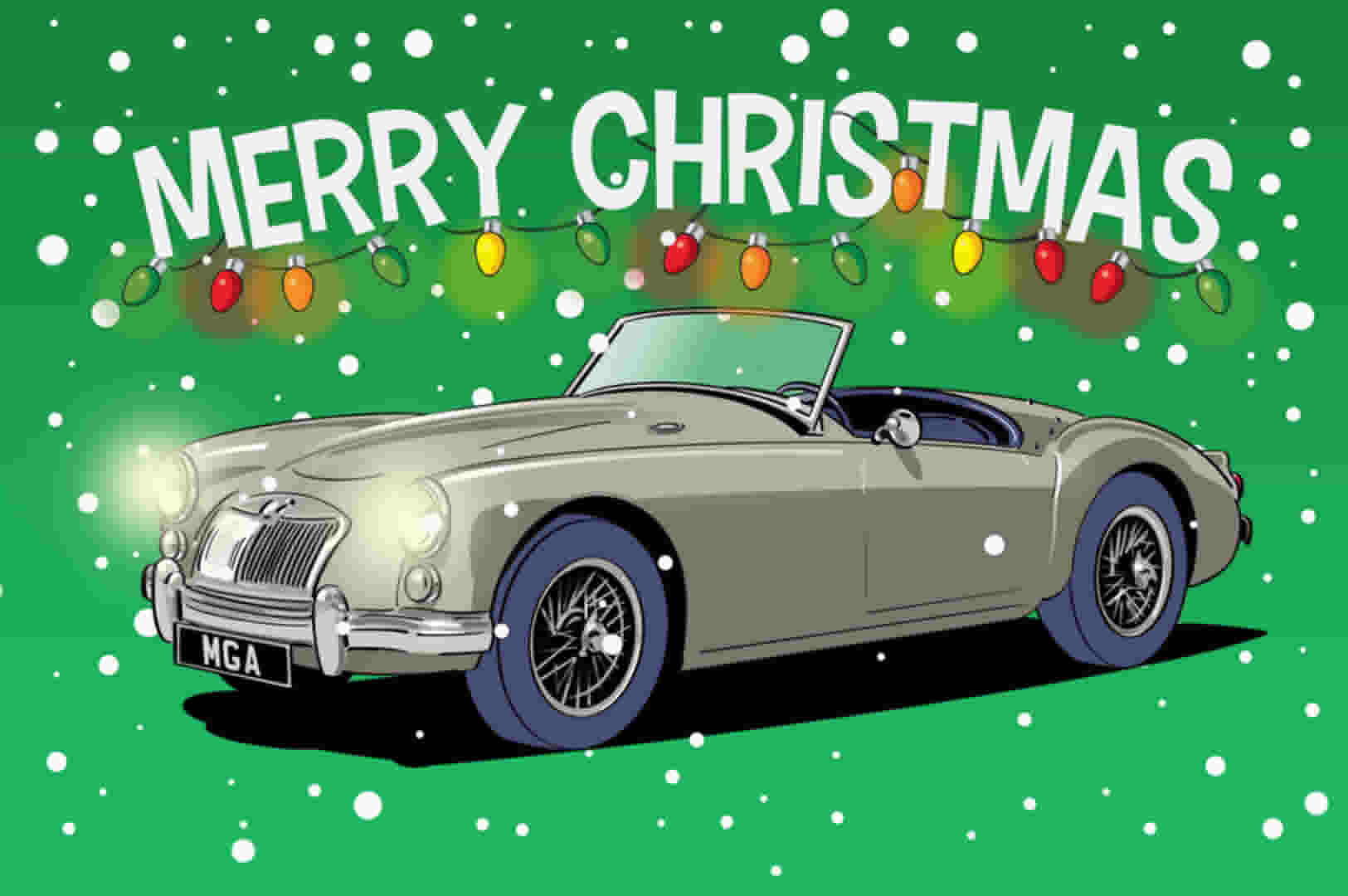 Silver MGA Car Christmas Card