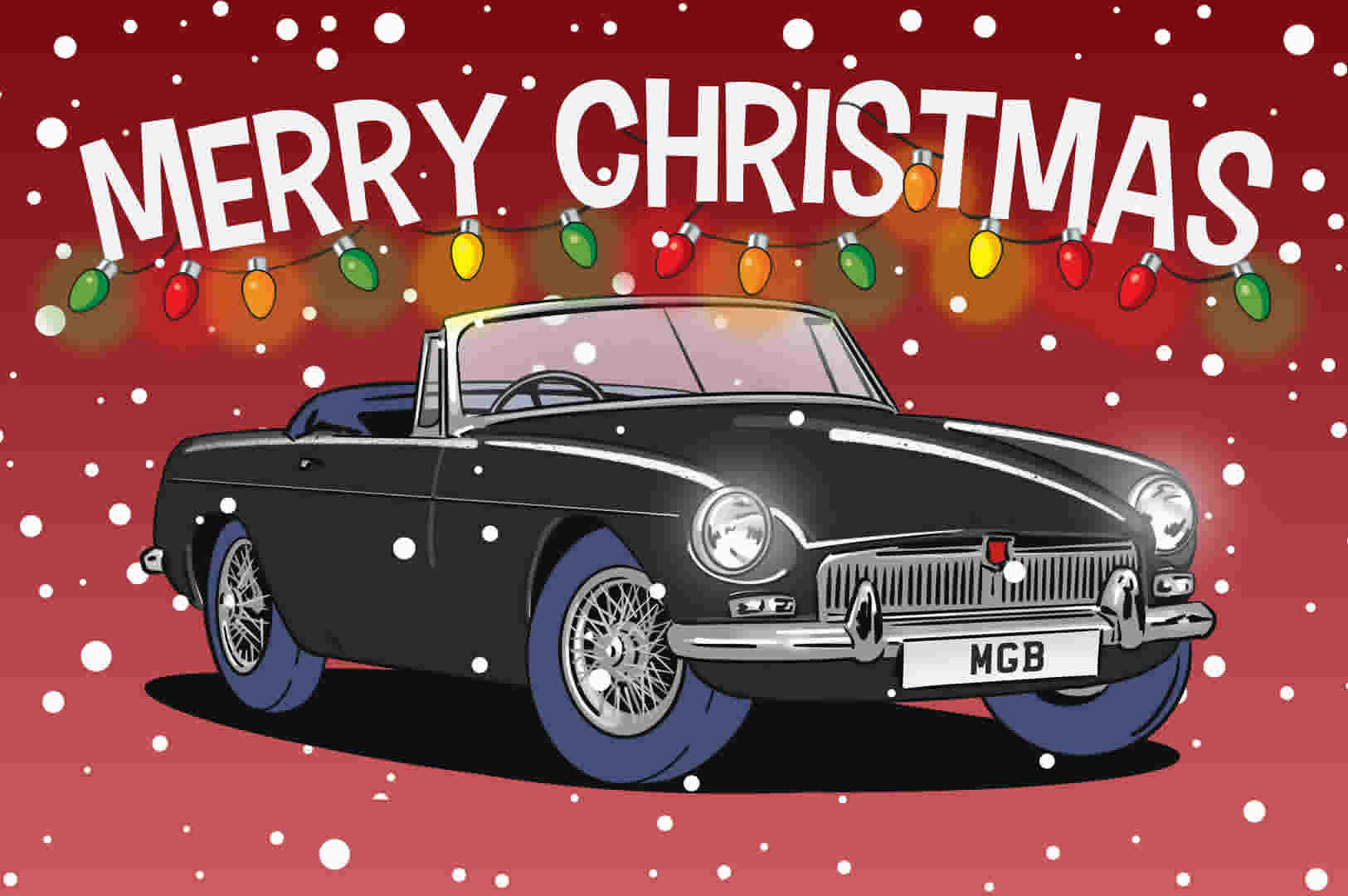 Black MGB Roadster Christmas Card