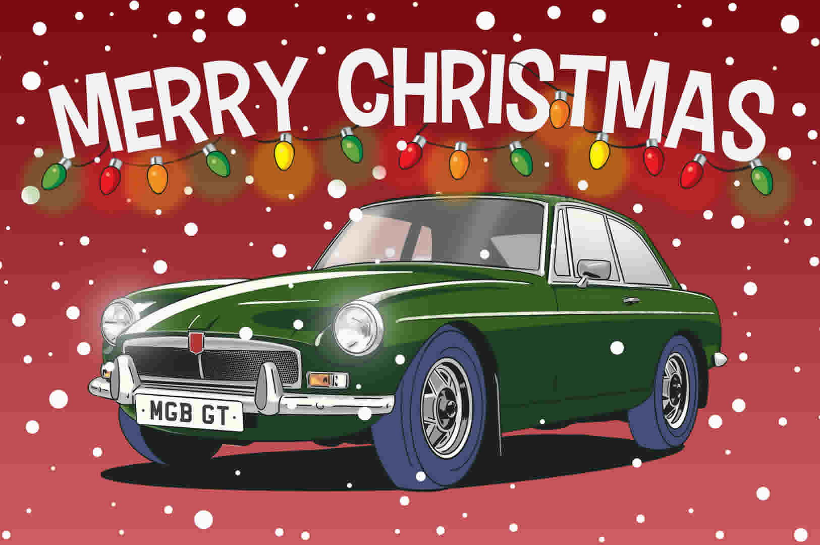 MGB car Christmas Card