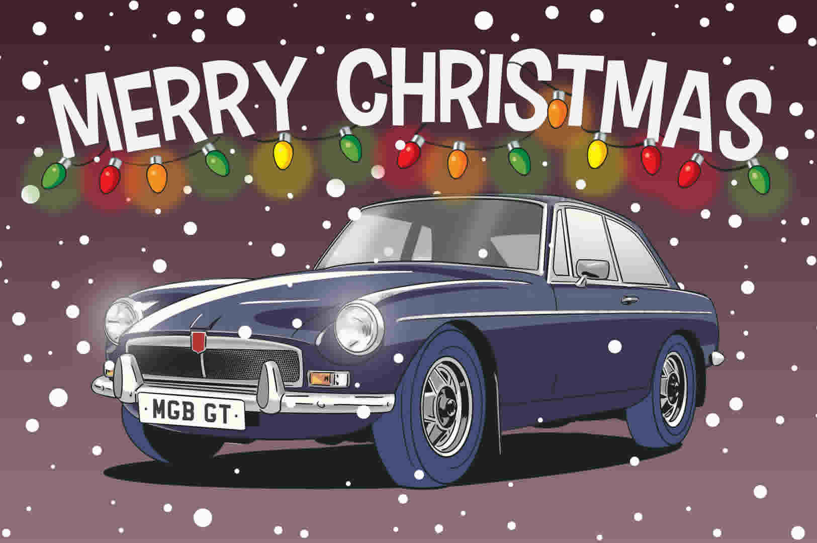 MGB GT in dark blue Christmas Card