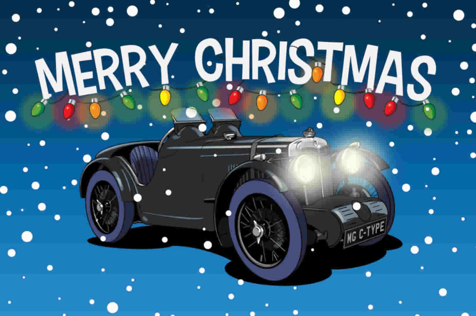MG C Type Vintage Car Christmas Card