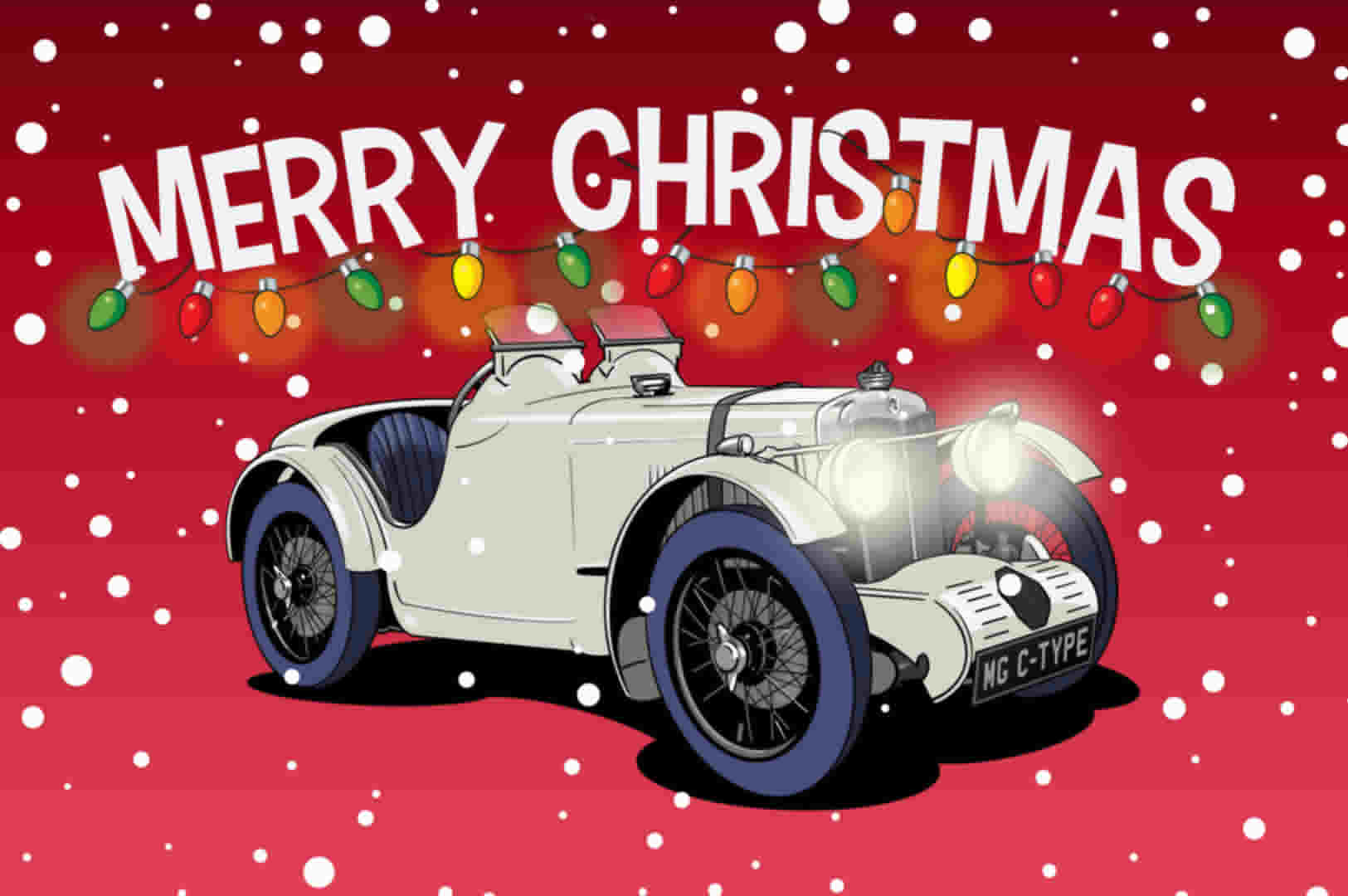 MG C Type Vintage Car Christmas Card