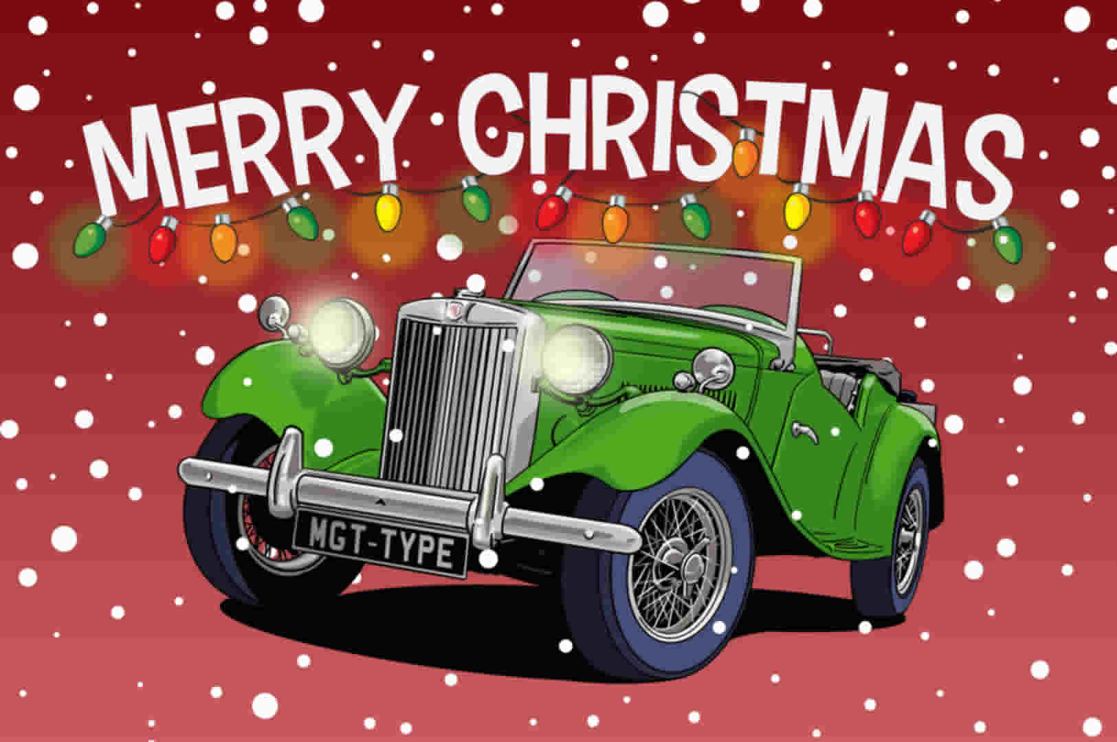 MG TC Car Christmas Card