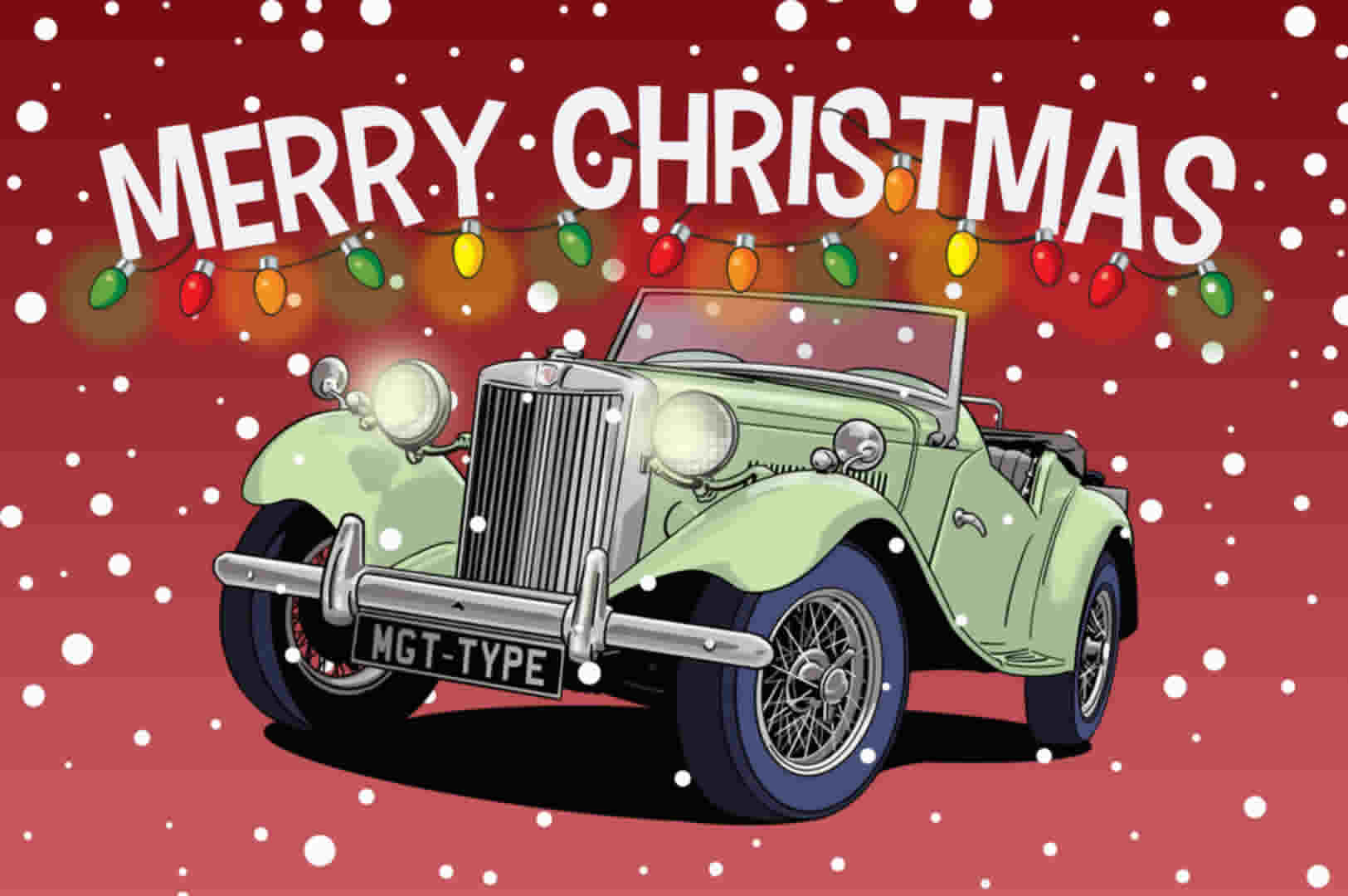  MG T-type vintage car Christmas Card