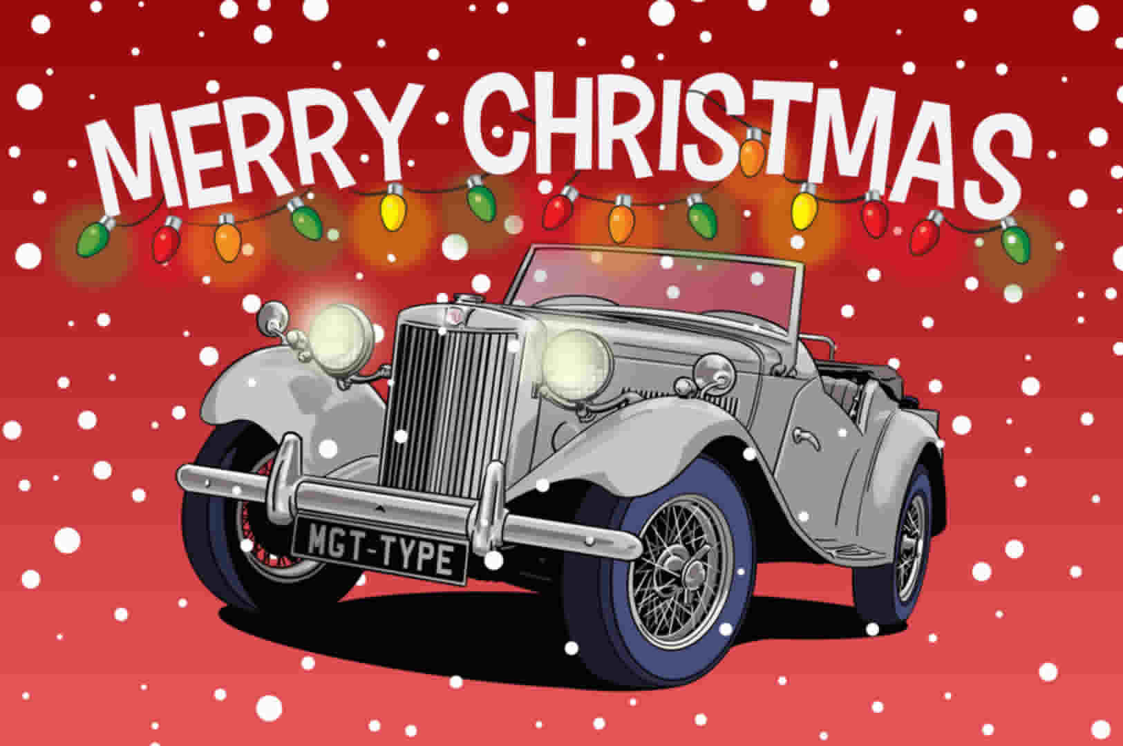 MG T-type vintage car Christmas Card