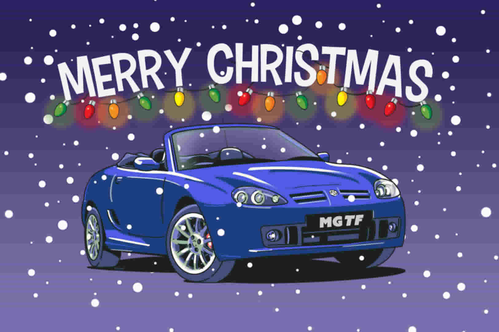 Blue MGTF Christmas Card