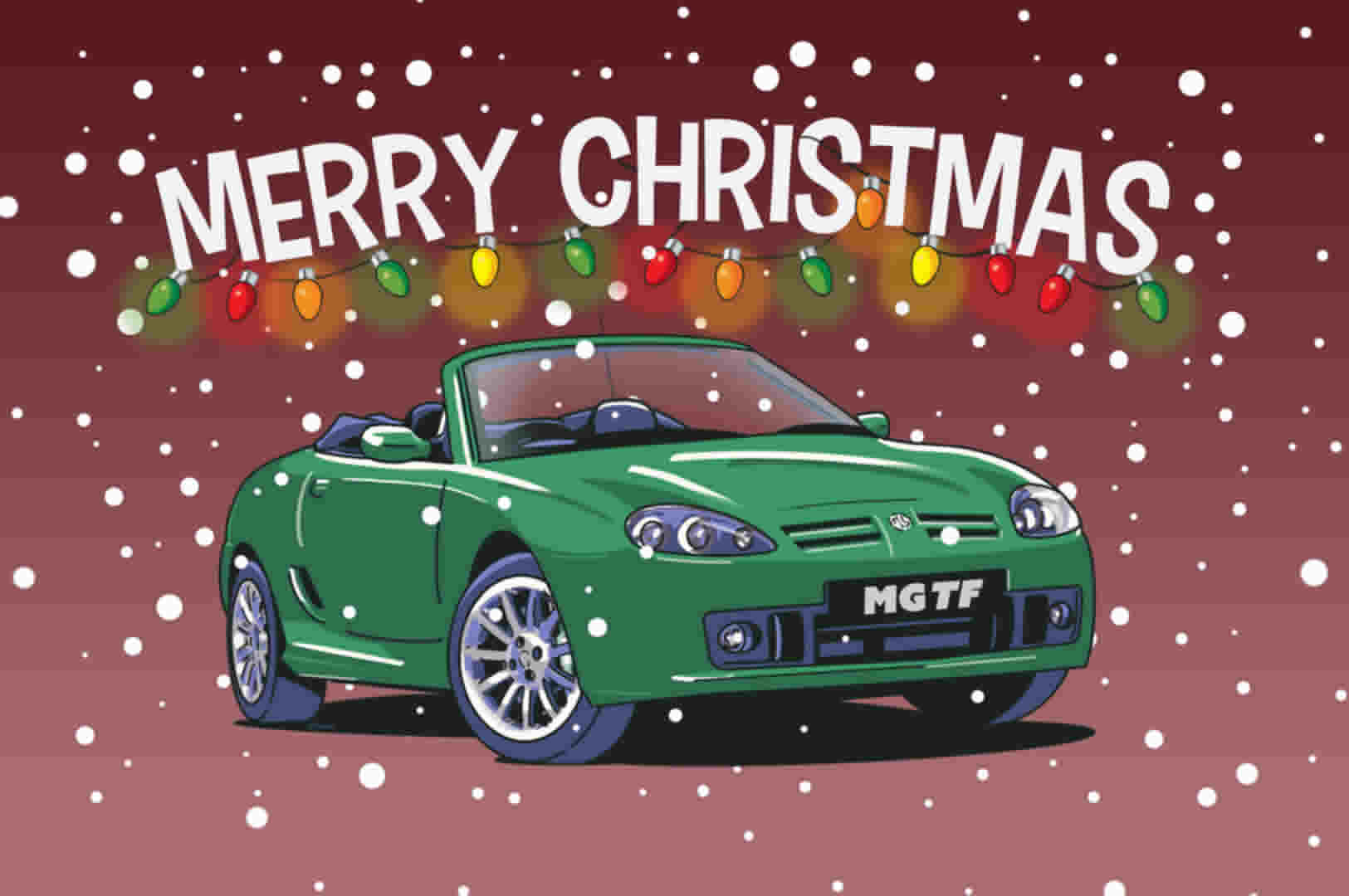 Green MGTF Car Christmas Card