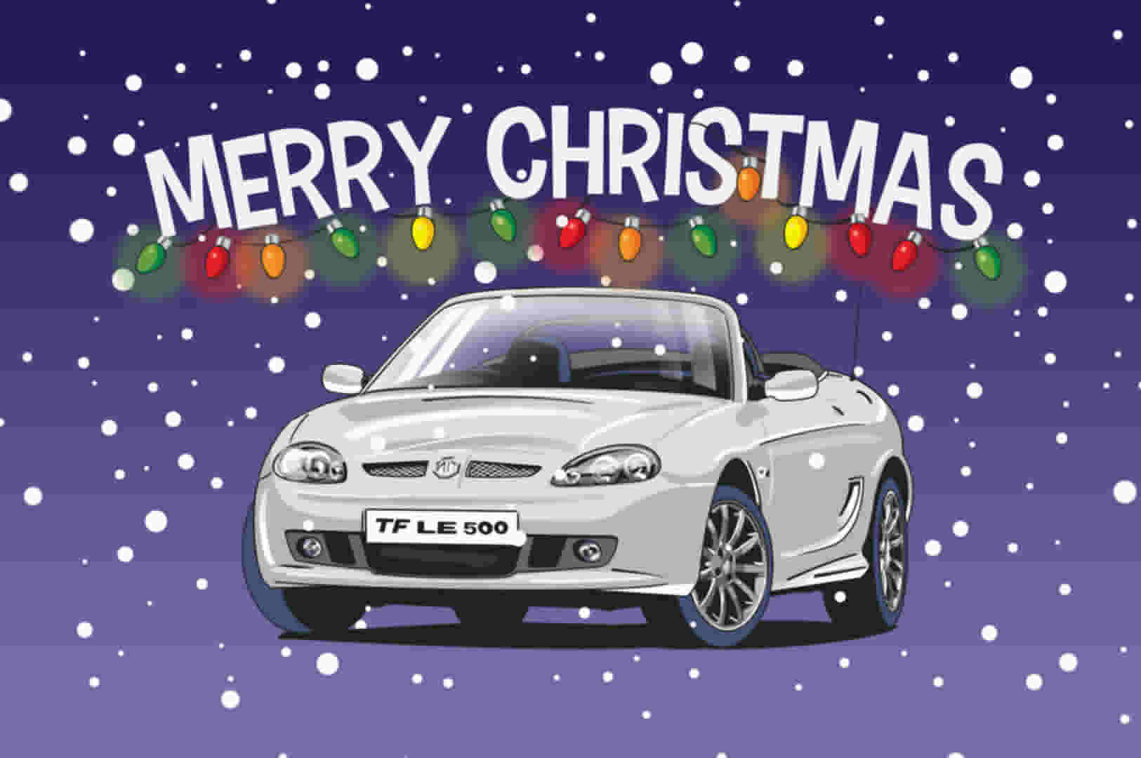 White MGTF LE500 Car Christmas Card