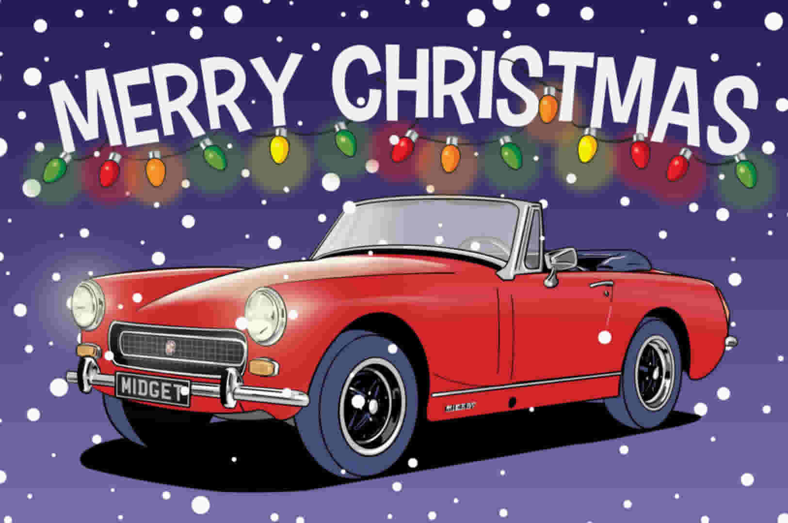 Red MG Midget Christmas Card