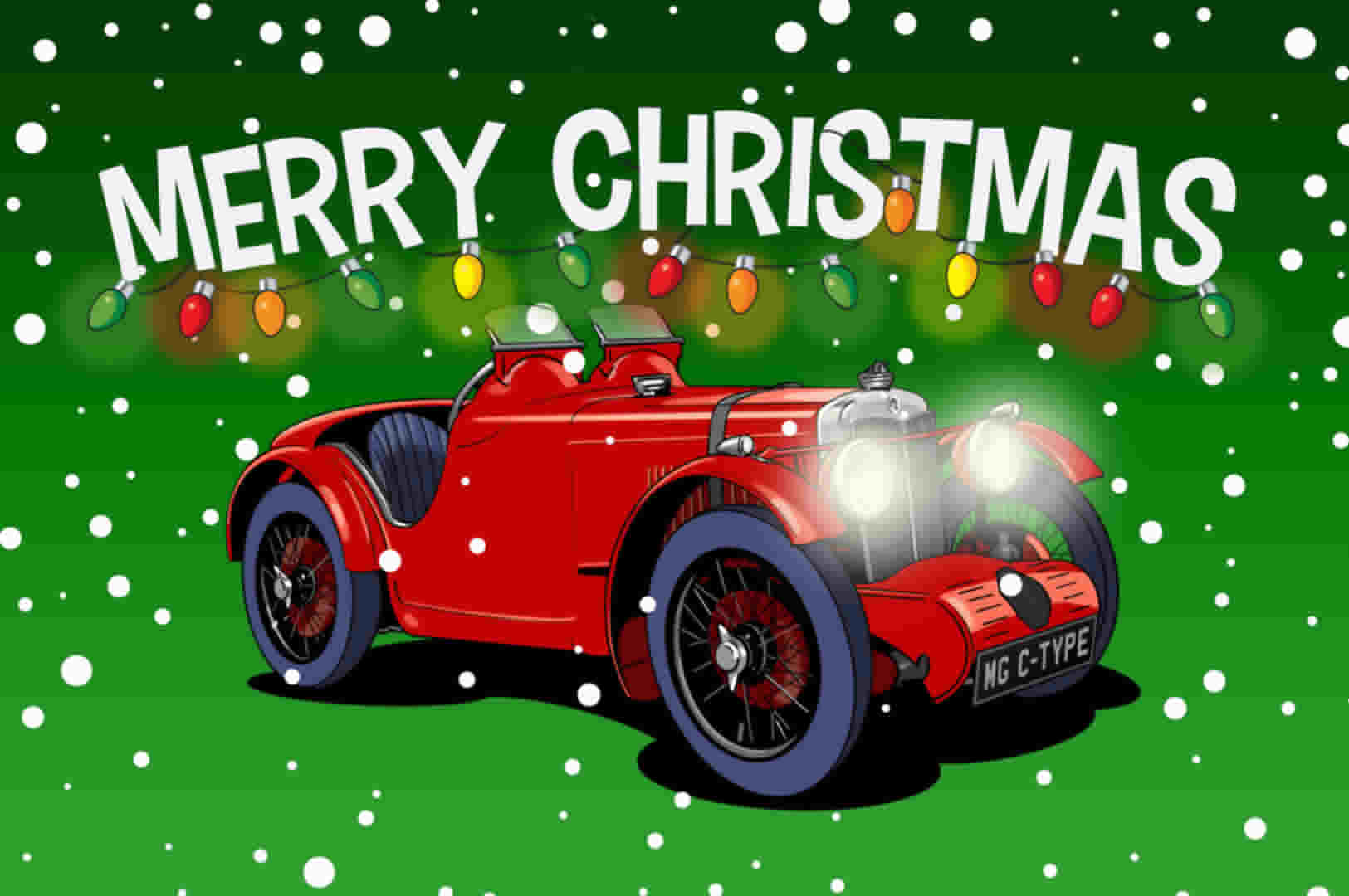 MG C Type Vintage Car Christmas Card