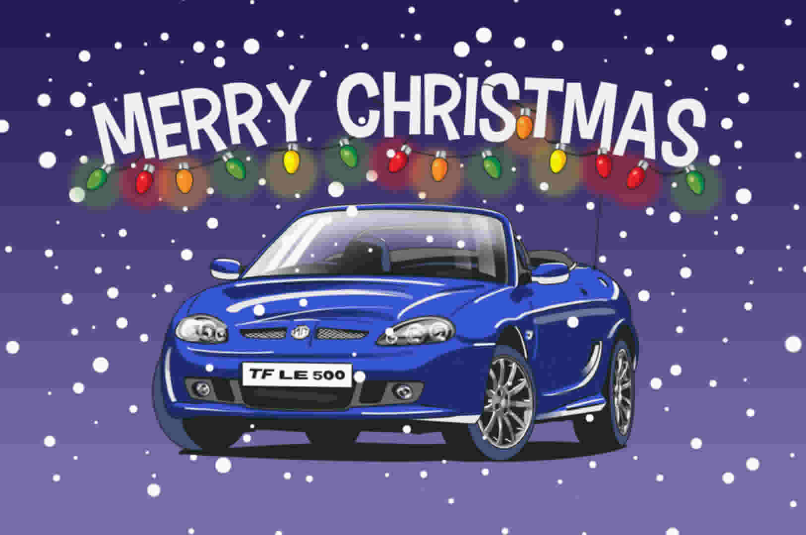 Blue MGTF le500 Christmas Card